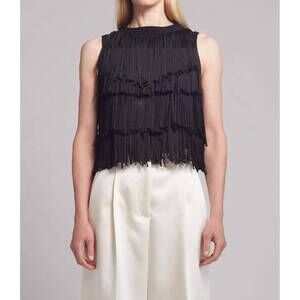 NEW ELEVEN SIX bianca fringe tank top in black
